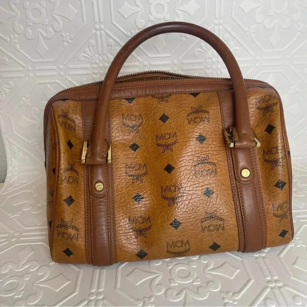 MCMβ Cognac Brown Boston Bag Purse - Picture 5 of 15